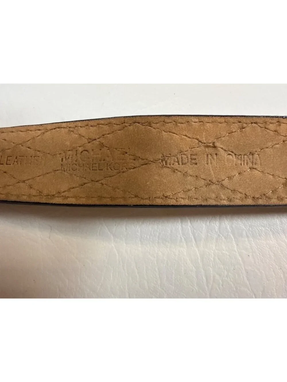 Michael Kors vintage Genuine Leather Black Belt womens Medium W/Faux Hair Design